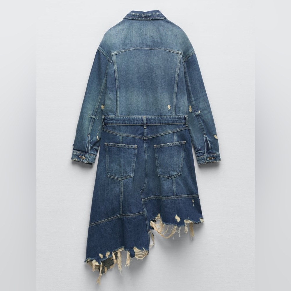 Zara Ripped Denim Jacket Dress - Picture 11 of 15